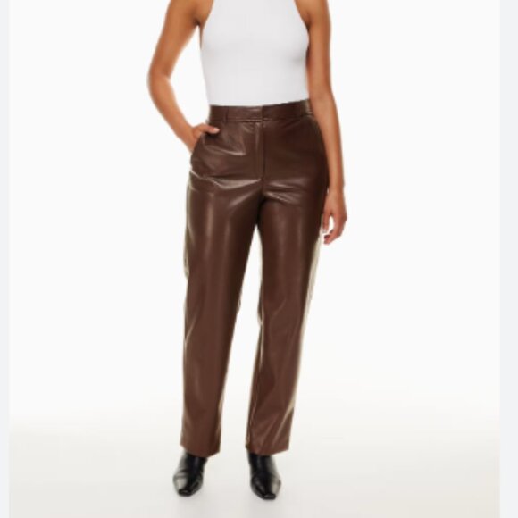 Babaton Pants - Babaton Command Pants – Mid Rise Vegan Leather in Coffee Bean